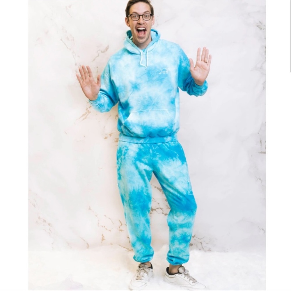 NWT Try Guys Cloud Blue Tie Dye Unisex Jogger Sweatpants 3x